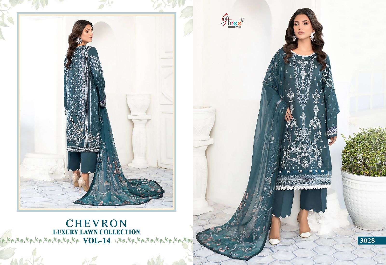 shree fabs chevron vol-14 3028-3035 series trendy designer pakistani salwar kameez catalogue wholesale rates in surat 