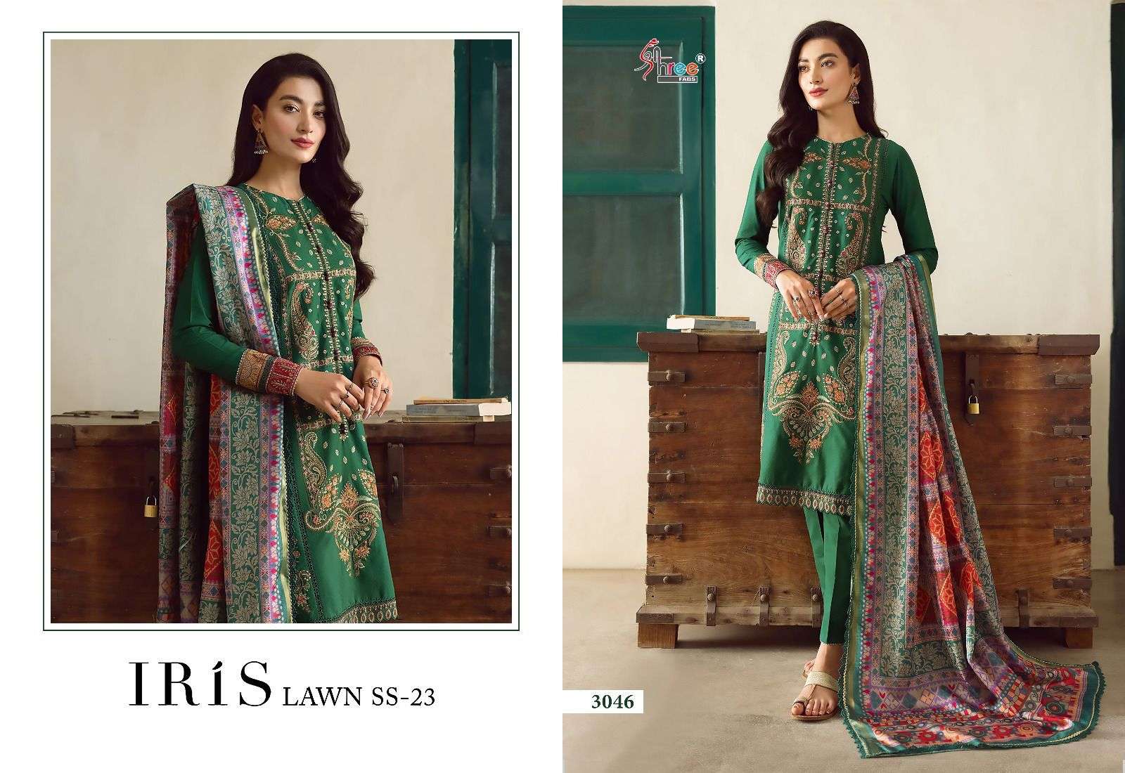shree fabs iris lawn vol-23 3044-3050 series pakistani salwar suits catalogue manufacturer surat 