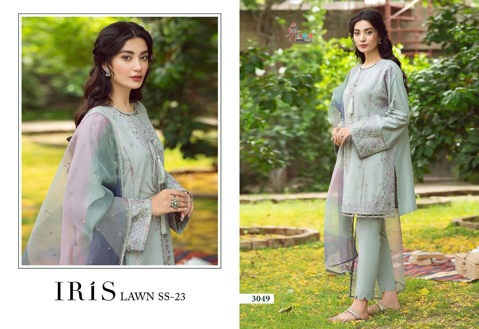 shree fabs iris lawn vol-23 3044-3050 series pakistani salwar suits catalogue manufacturer surat 