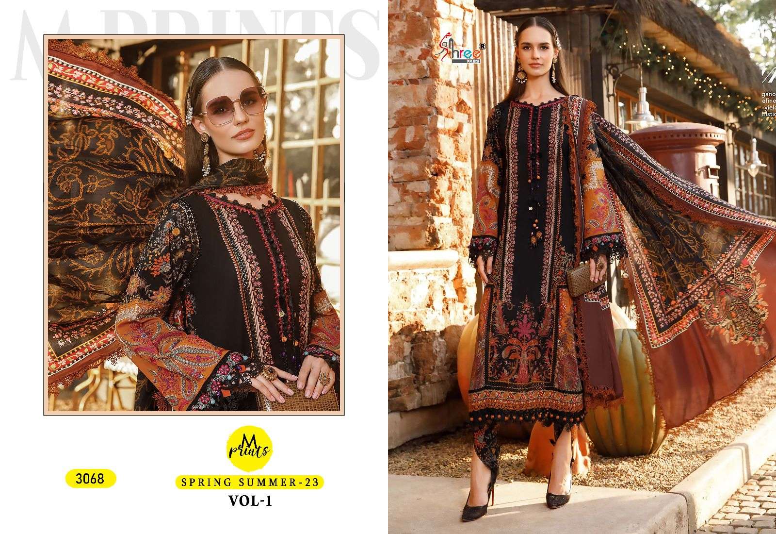 shree fabs m prints spring summer vol-2 3062-3068 series fancy designer pakistani salwar suits wholesaler surat 