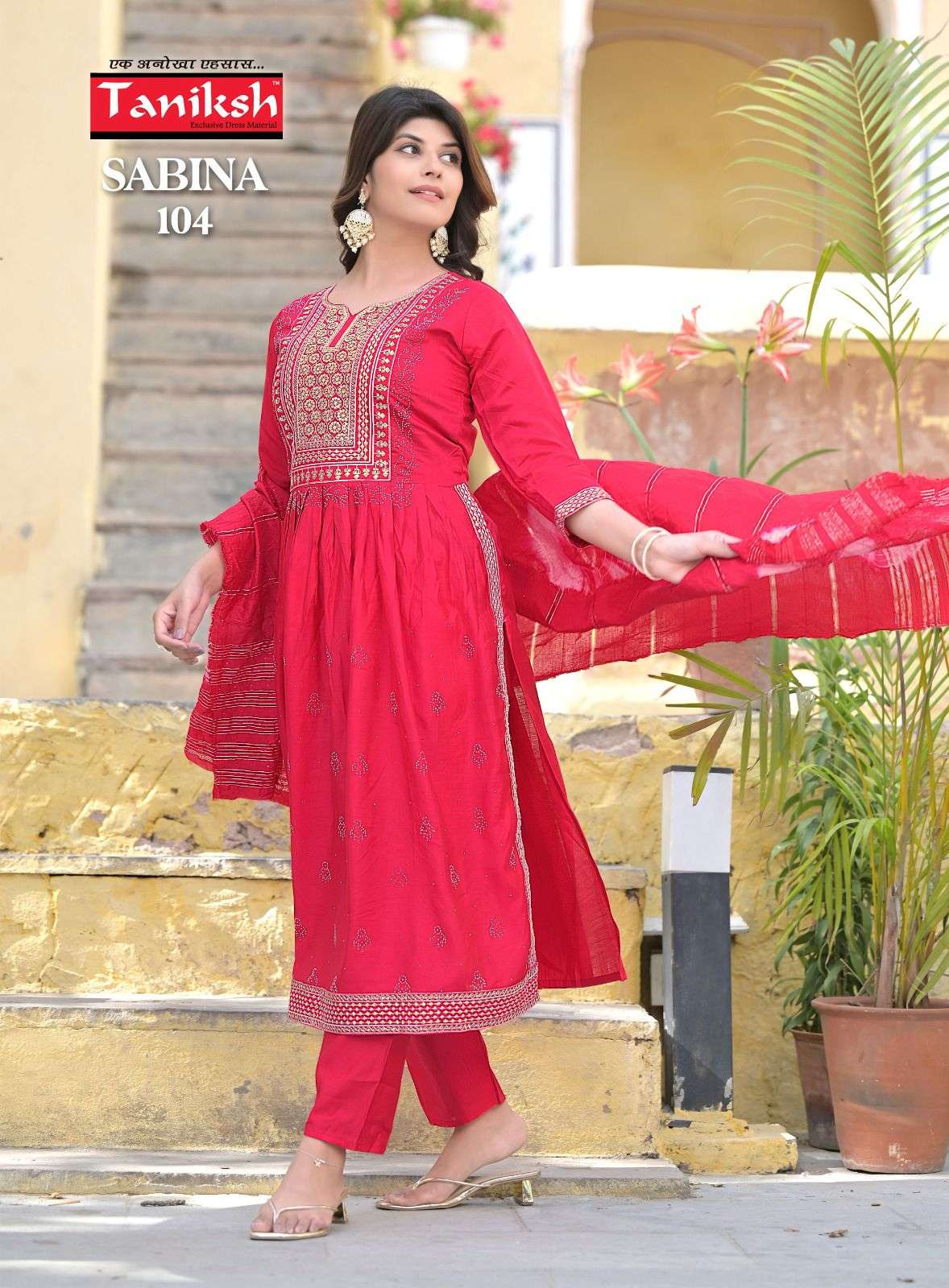 taniksh sabina 101-108 series readymade designer salwar suits wholesaler surat 