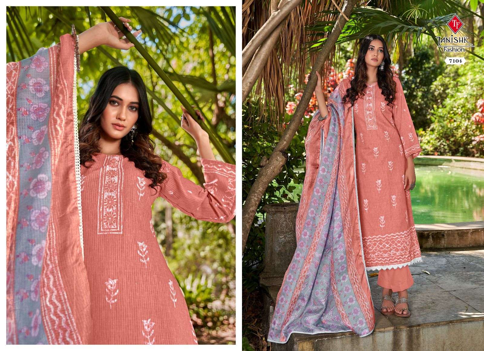 tanishk fashion sanah 7101-7108 series latest designer dress material catalogue design 2023 