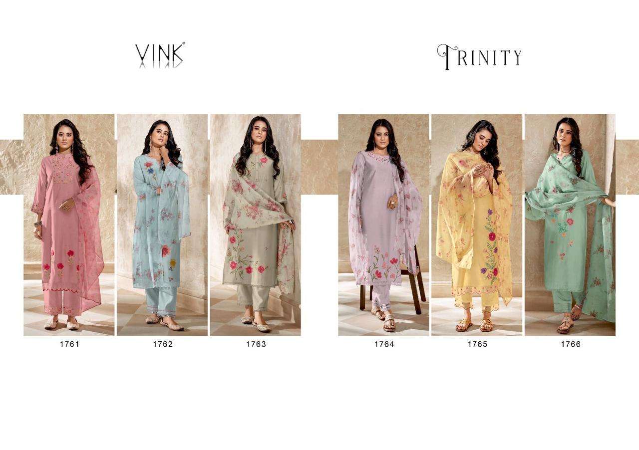 vink trinity 1761-1766 series pure viscose designer wear kurta pants with dupatta set wholesale price surat