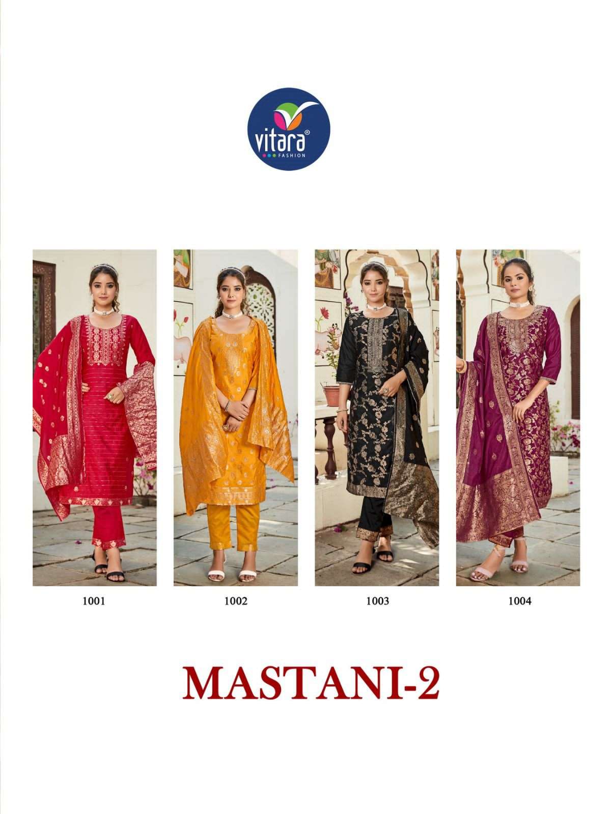 vitara fashion mastani vol-2 1001-1004 series exclusive designer kurti pant with dupatta latest catalogue surat 