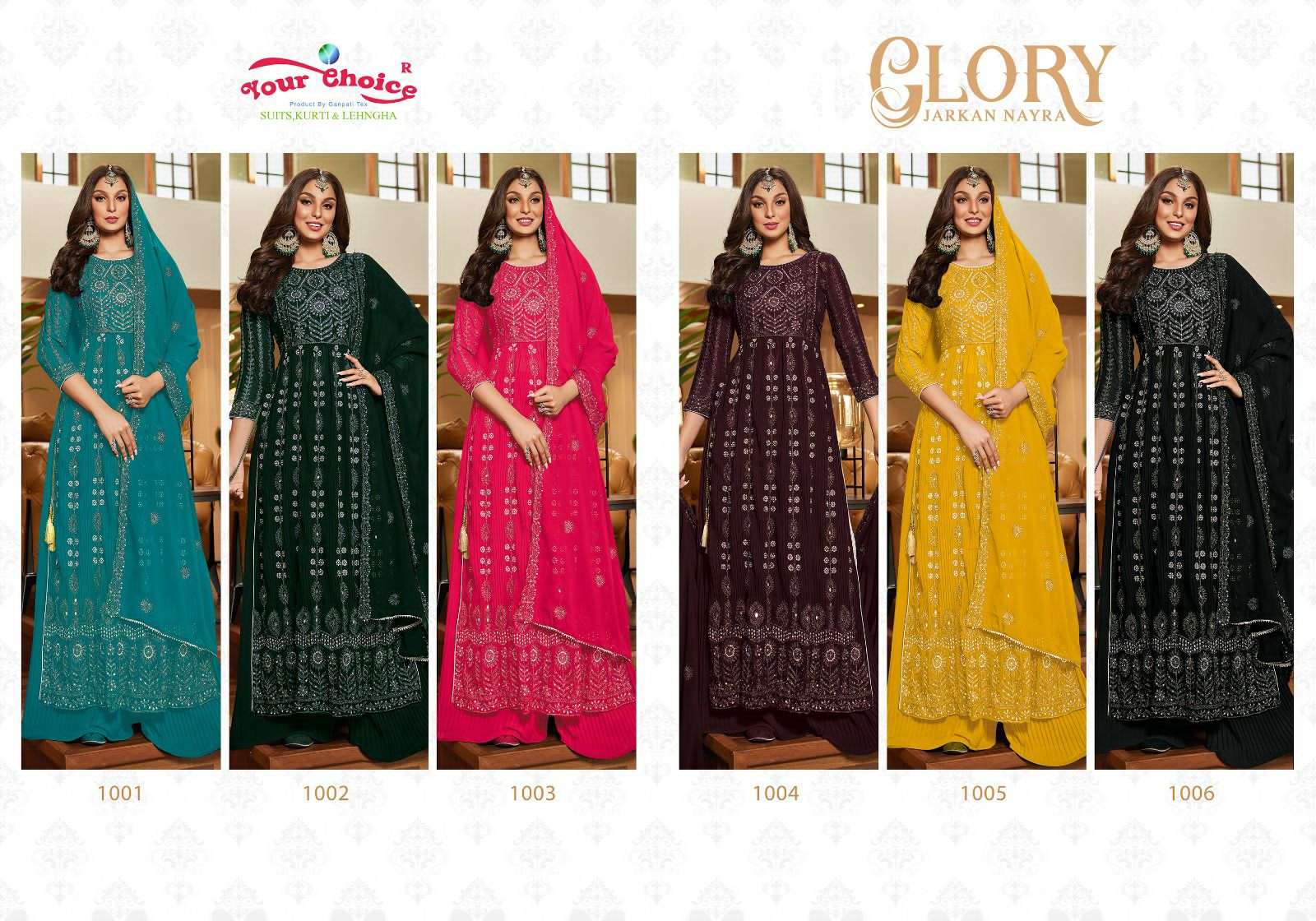your choice glory 1001-1006 series stylish designer party wear salwar suits latest collection 2023 