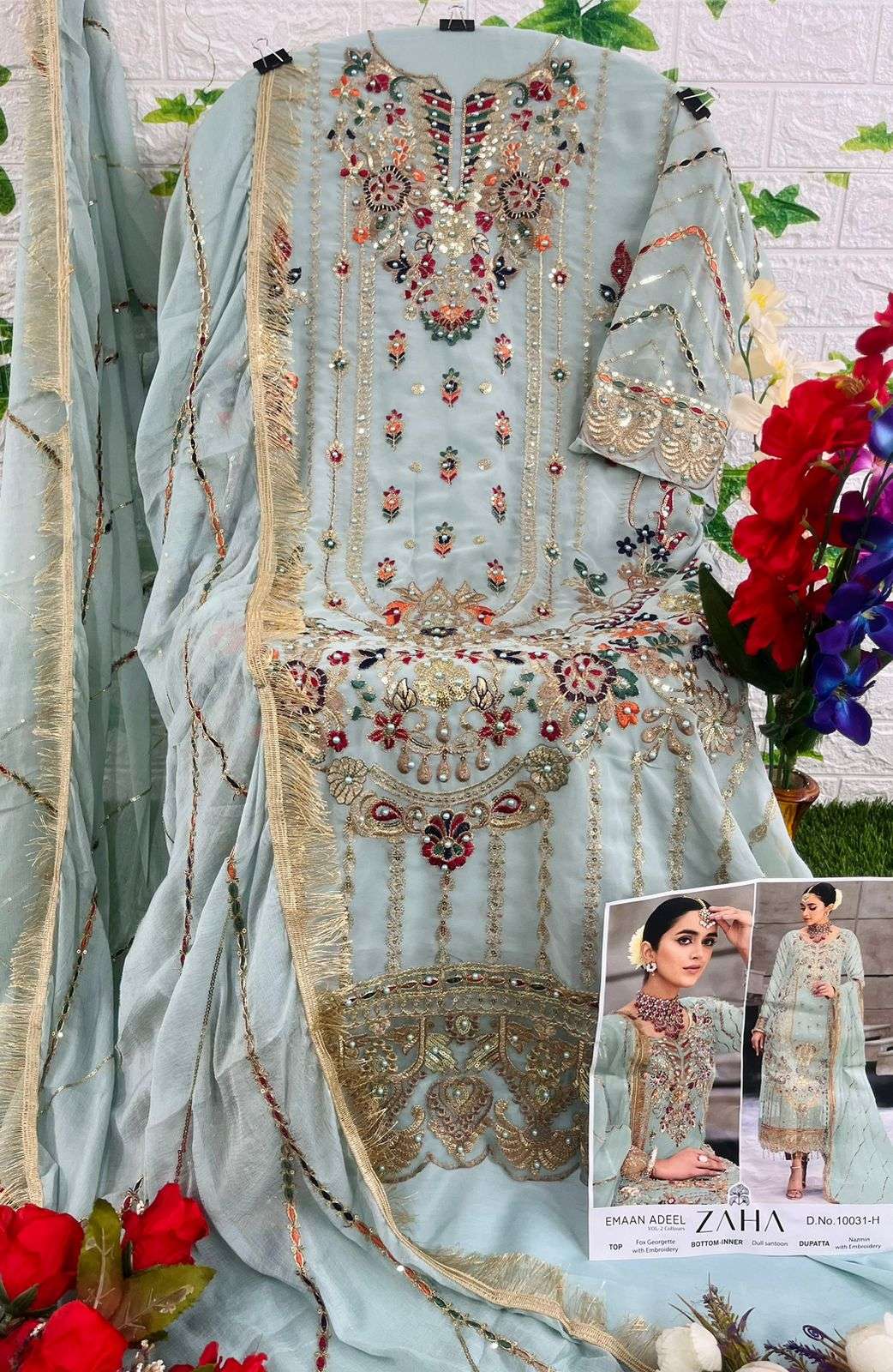 zaha by emaan adeel vol 2 colours georgette designer pakisatni salwar kameez wholesale dealer surat 