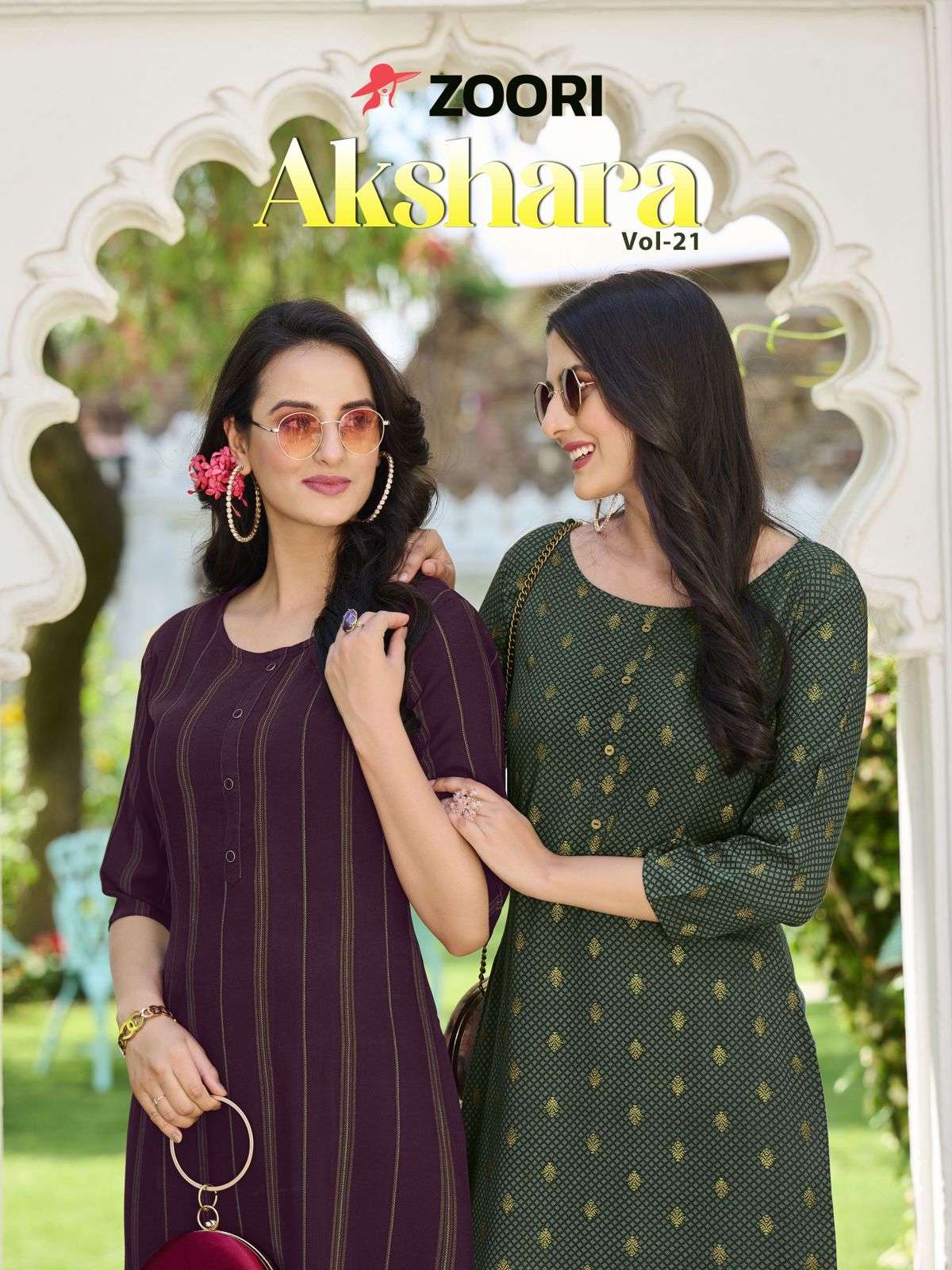 zoori akshara vol-21 1123-1128 series rayon designer only kurtis catalogue online dealer surat
