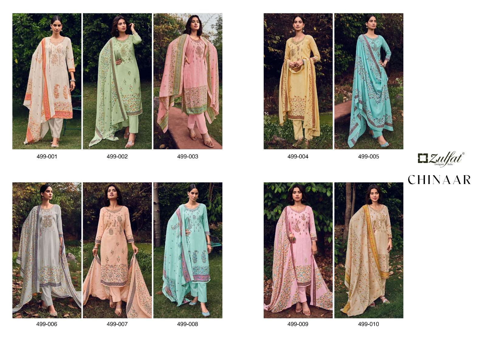 zulfat designer chinaar pure cotton excluisve designer unstich dress material collection surat