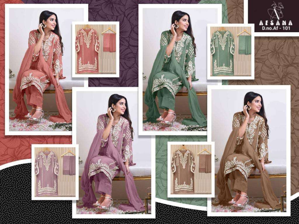 afsana 101 faux georgette designer readymade salwar kameez wholesale price 