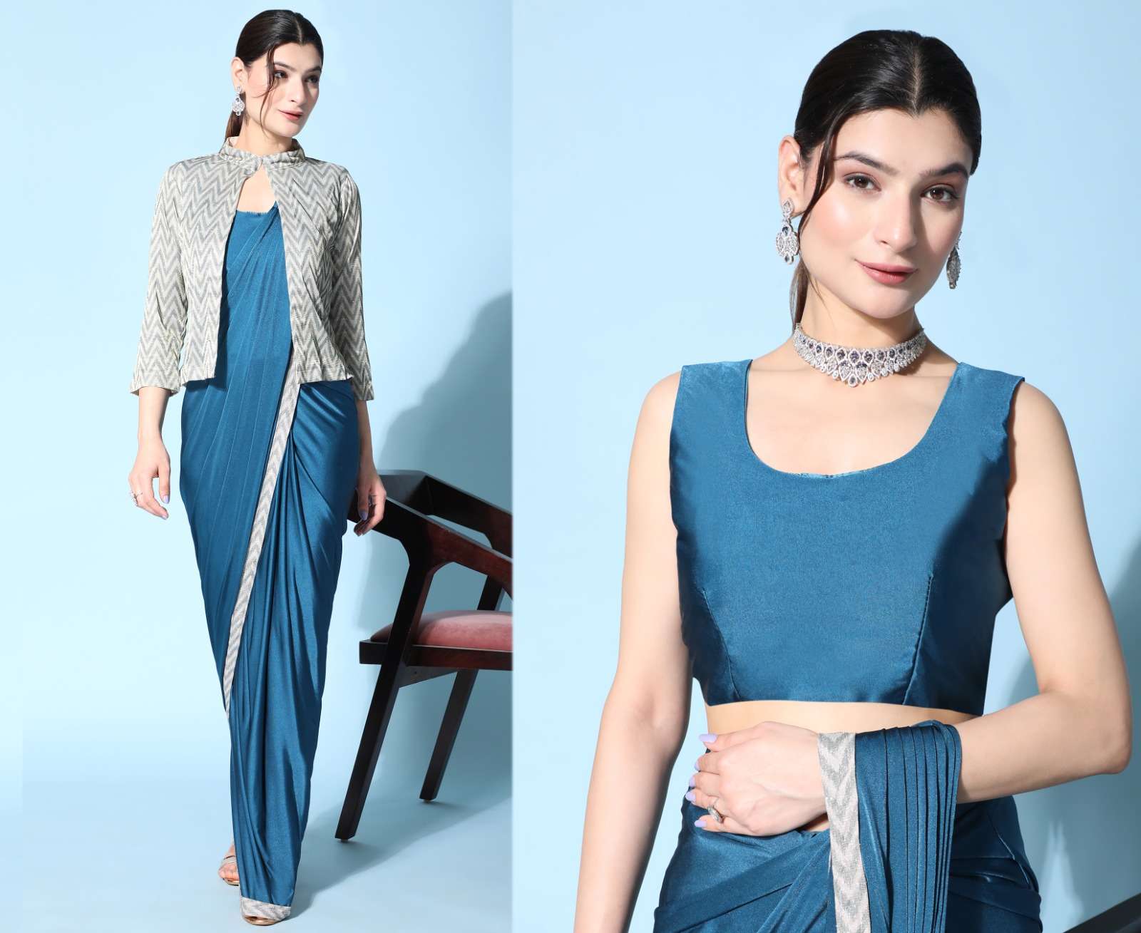 amoha trendz 101002 series imported fabric designer saree latest collection wholesaler surat