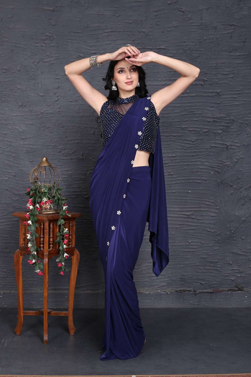 amoha trendz 10768 readymade designer party wear saree catalogue manufacturer in surat