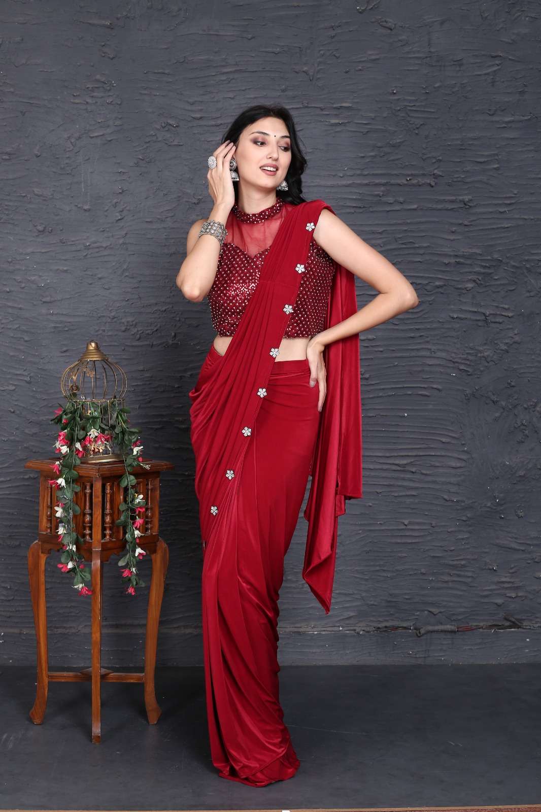amoha trendz 10768 readymade designer party wear saree catalogue manufacturer in surat