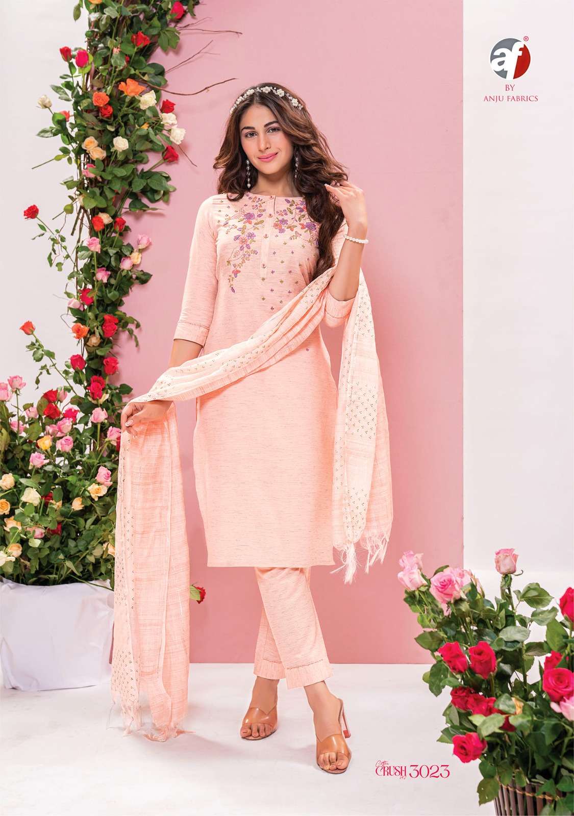 anju fabrics cotton crush vol-2 3021-3026 series exclusive designer kurtis catalogue wholesale price surat