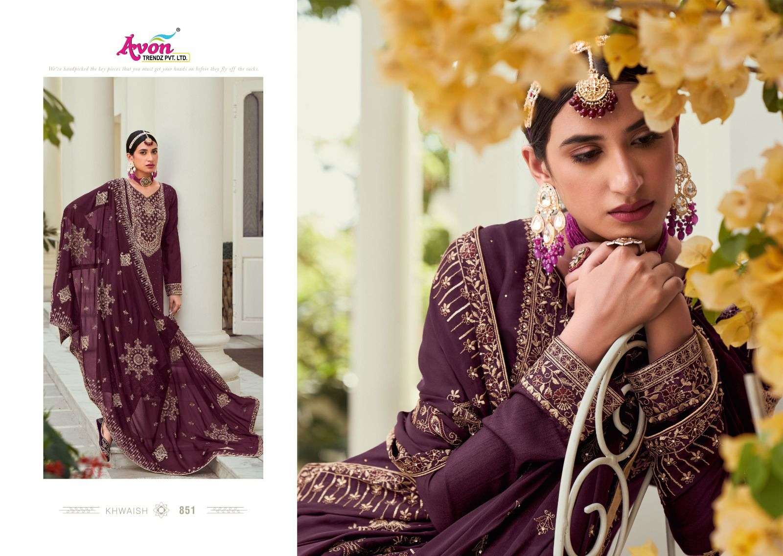 avon trendz khwaish 850-855 series latest designer party wear salwar suits catalogue design 2023