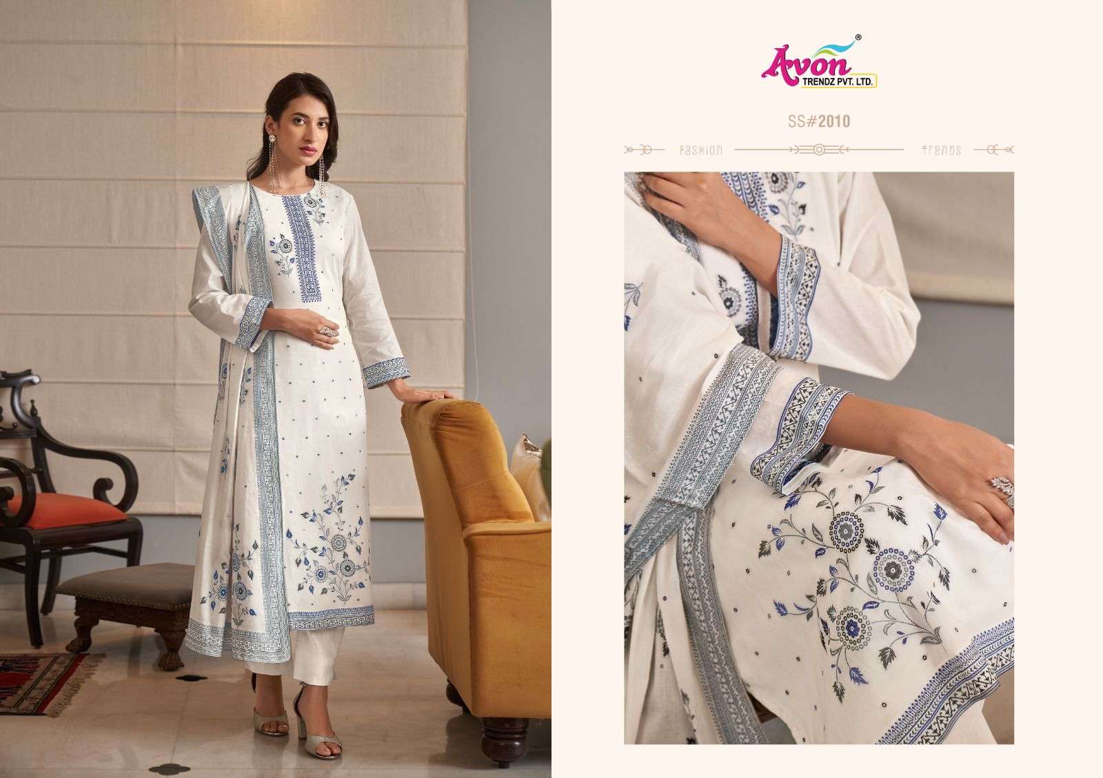 avon trendz summer shades vol-3 2009-2012 series lawn cotton designer salwar kameez catalogue online supplier surat 