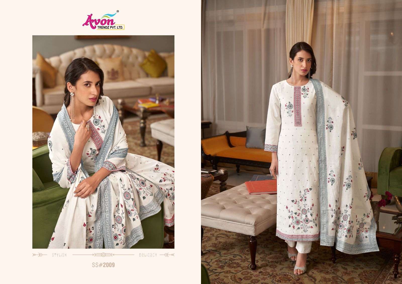 avon trendz summer shades vol-3 2009-2012 series lawn cotton designer salwar kameez catalogue online supplier surat 