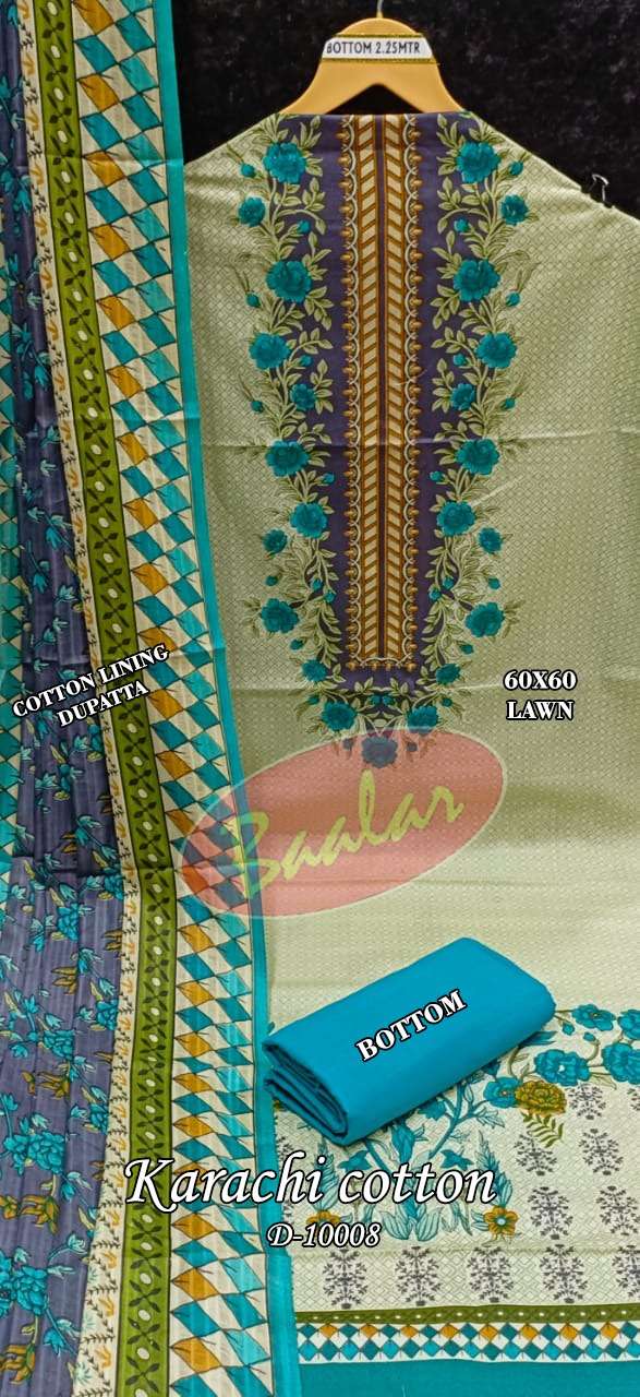 baalar karachi cotton vol-10 10001-10010 series pure cotton lawn dress material catalogue manufacturer surat 
