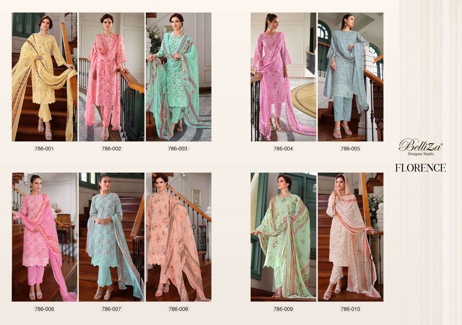 belliza designer florence pure cotton linen designer punjabi wear salwar kameez surat