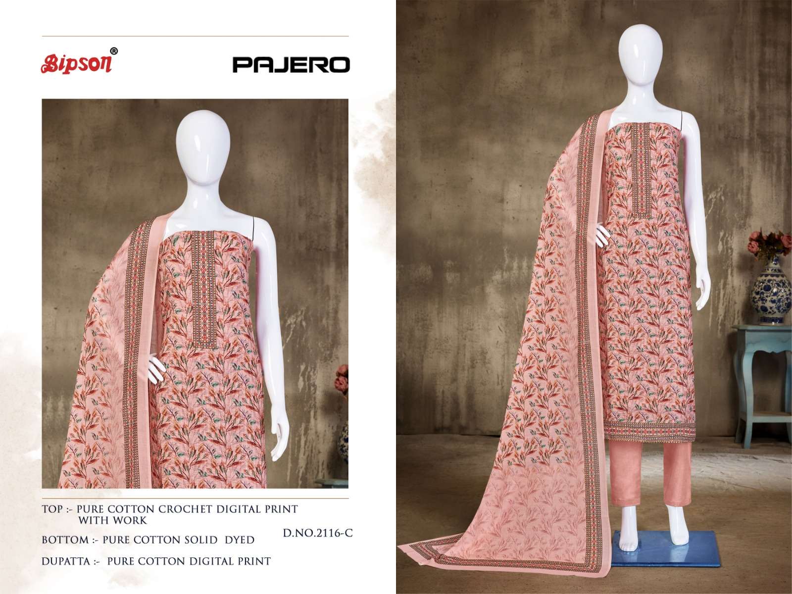bipson prints pajero 2116 series unstich designer salwar kameez catalogue online dealer surat