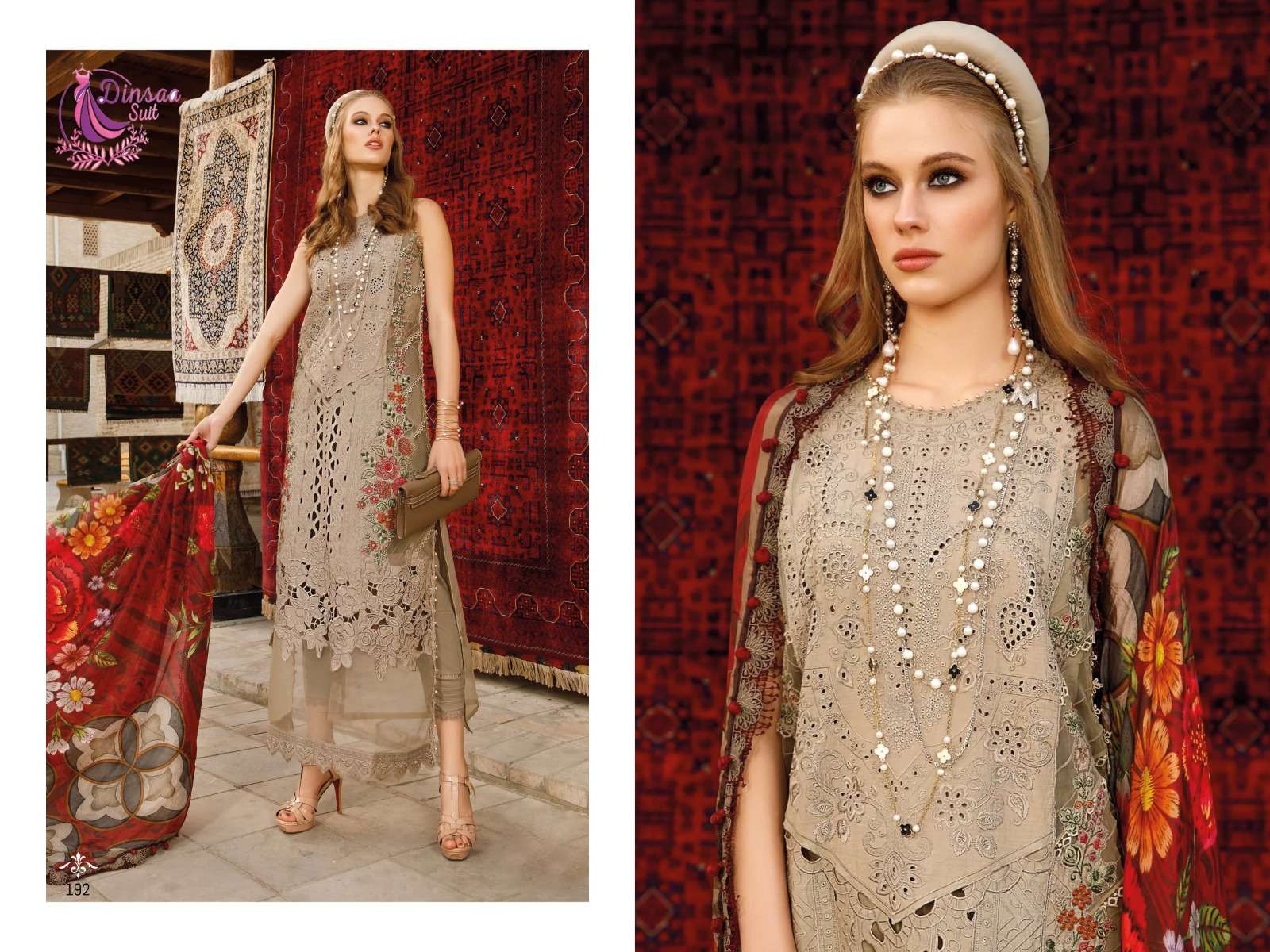 dinsaa suits maria b summer collection vol-1 190-193 series pure cotton fancy salwar kameez wholesale price 