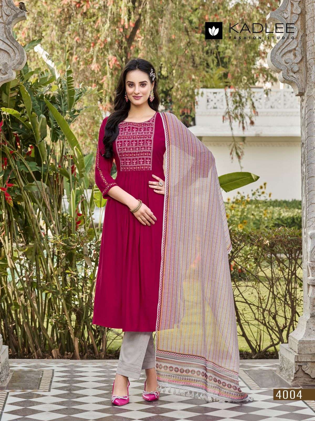 diva kadlee 4001-4006 series ready to wear kurti pant set reyon weaving collection 