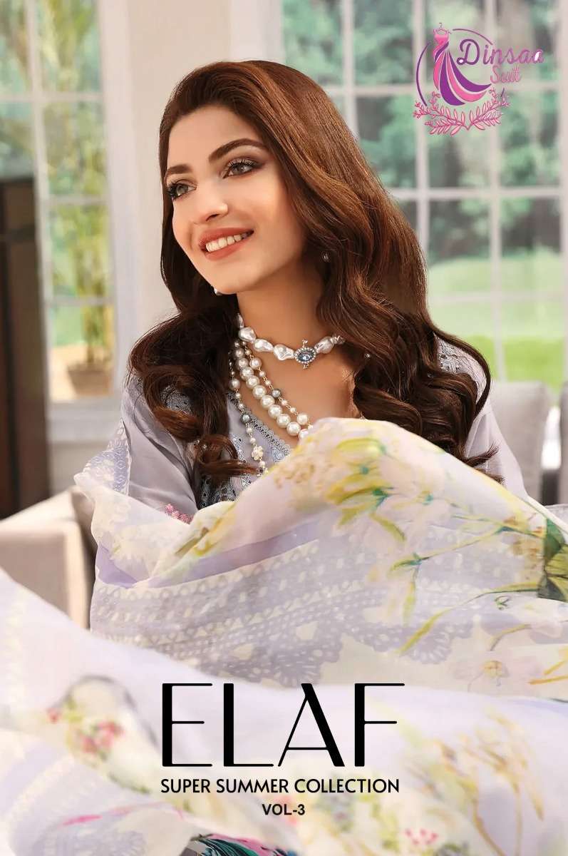 elaf vol-3 by dinsaa suits stylishlook designer pakistani salwar suits catalogue manufacturer surat