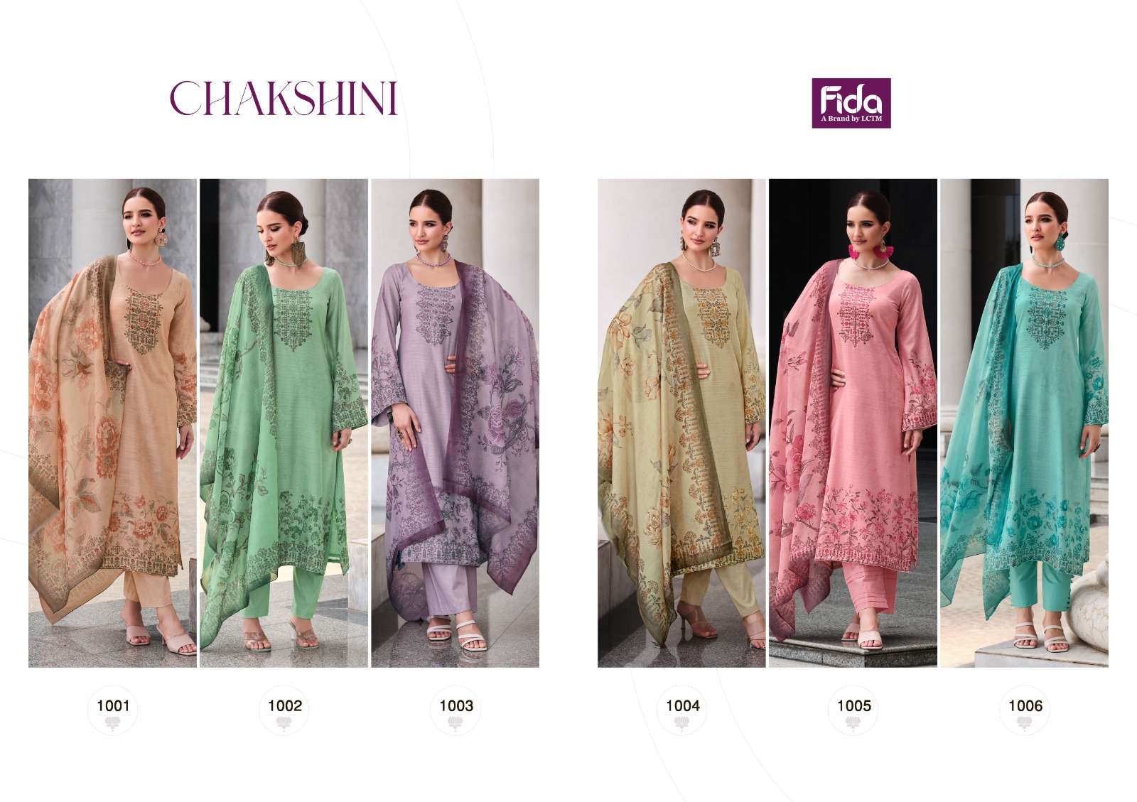 fida chakshini 1001-1006 series fancy designer salwar kameez catalogue manufacturer surat 