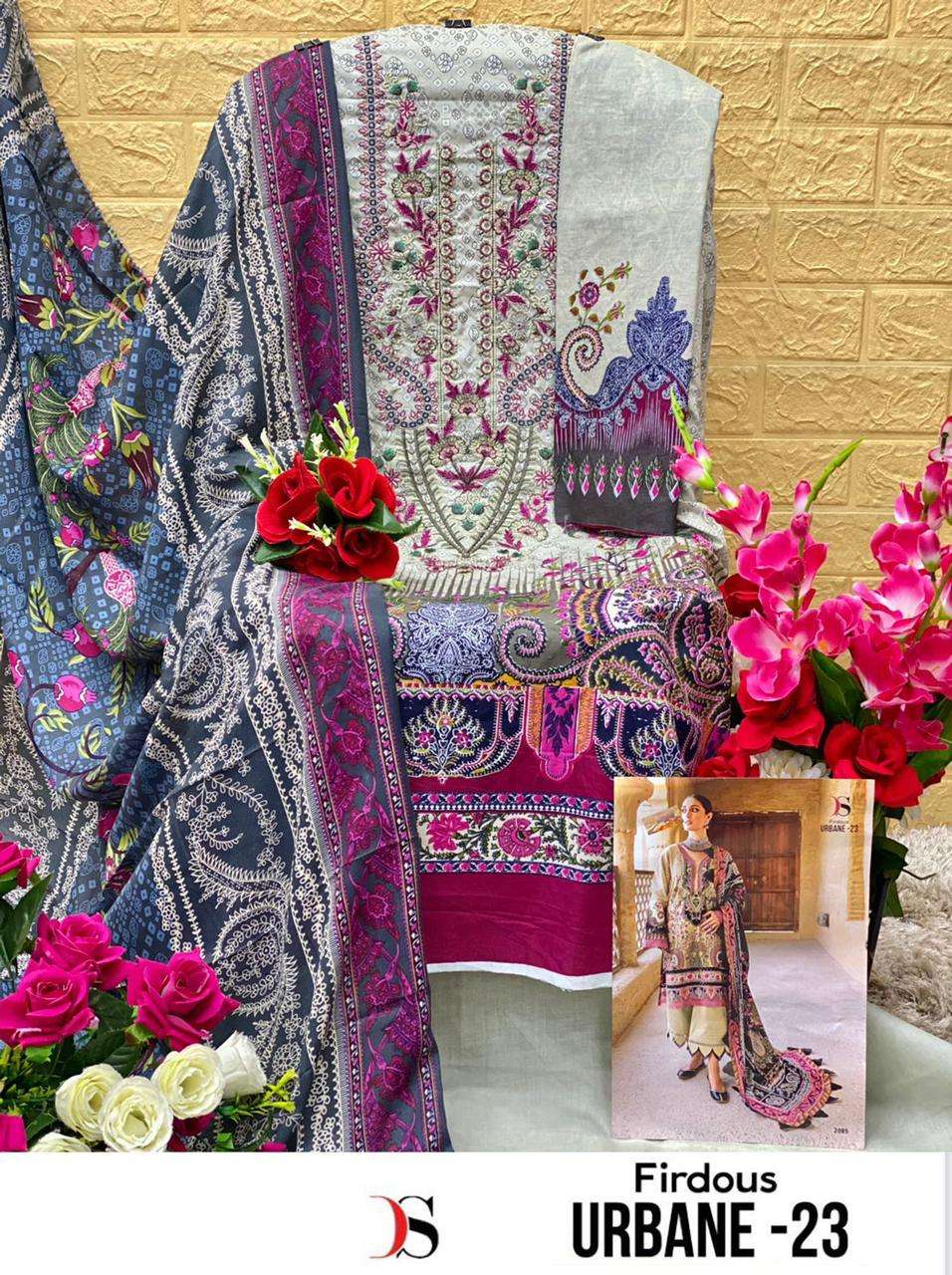 firdous urbane vol-23 nx by deepsy suits pure cotton self embroidered salwar kameez surat