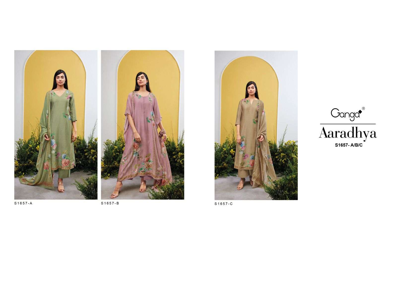 ganga aaradhya 1657 premium designer bemberg silk suits pratham fashion 