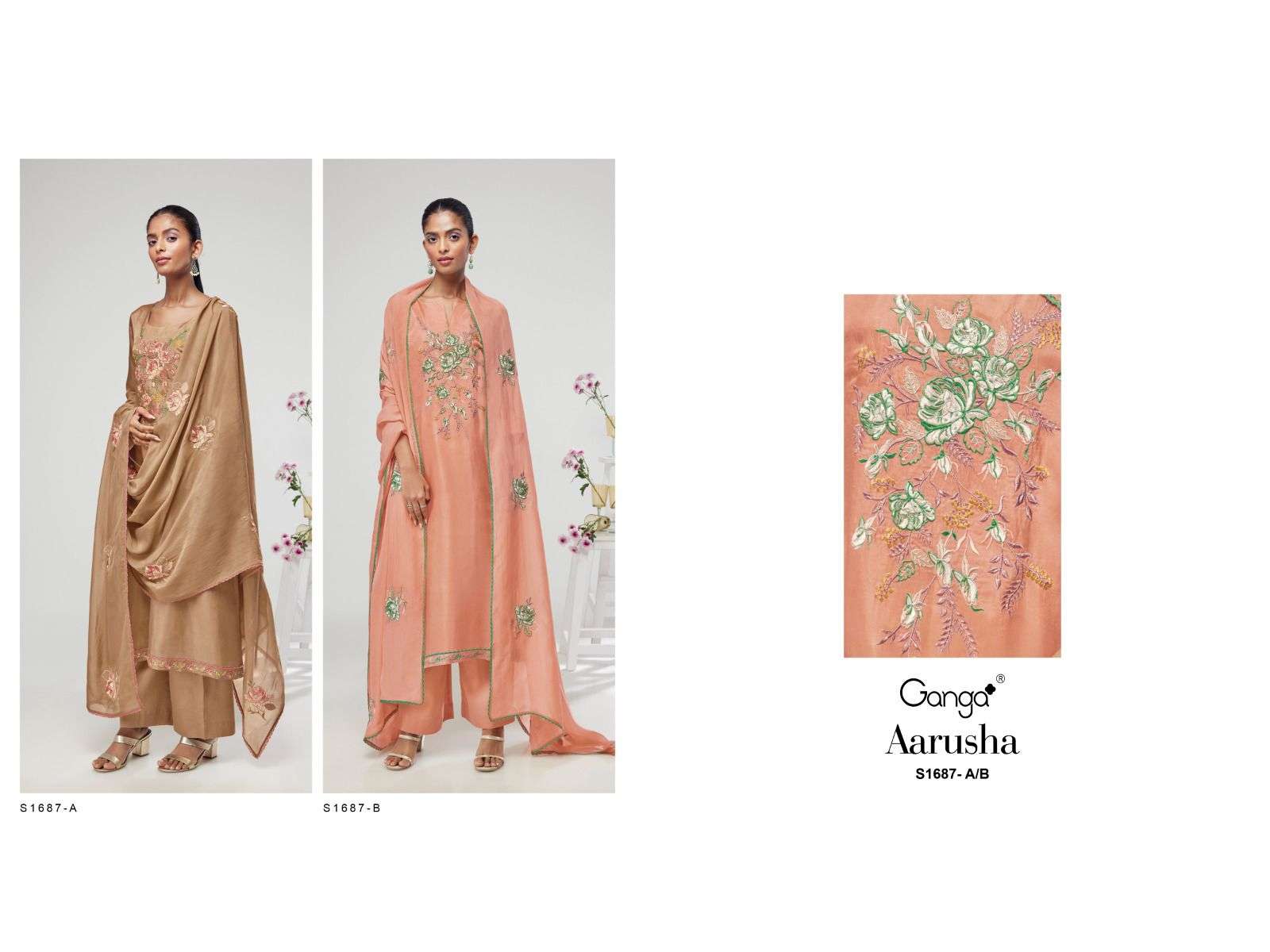 ganga aarusha 1687 series latest designer salwar kameez catalogue wholesaler surat 