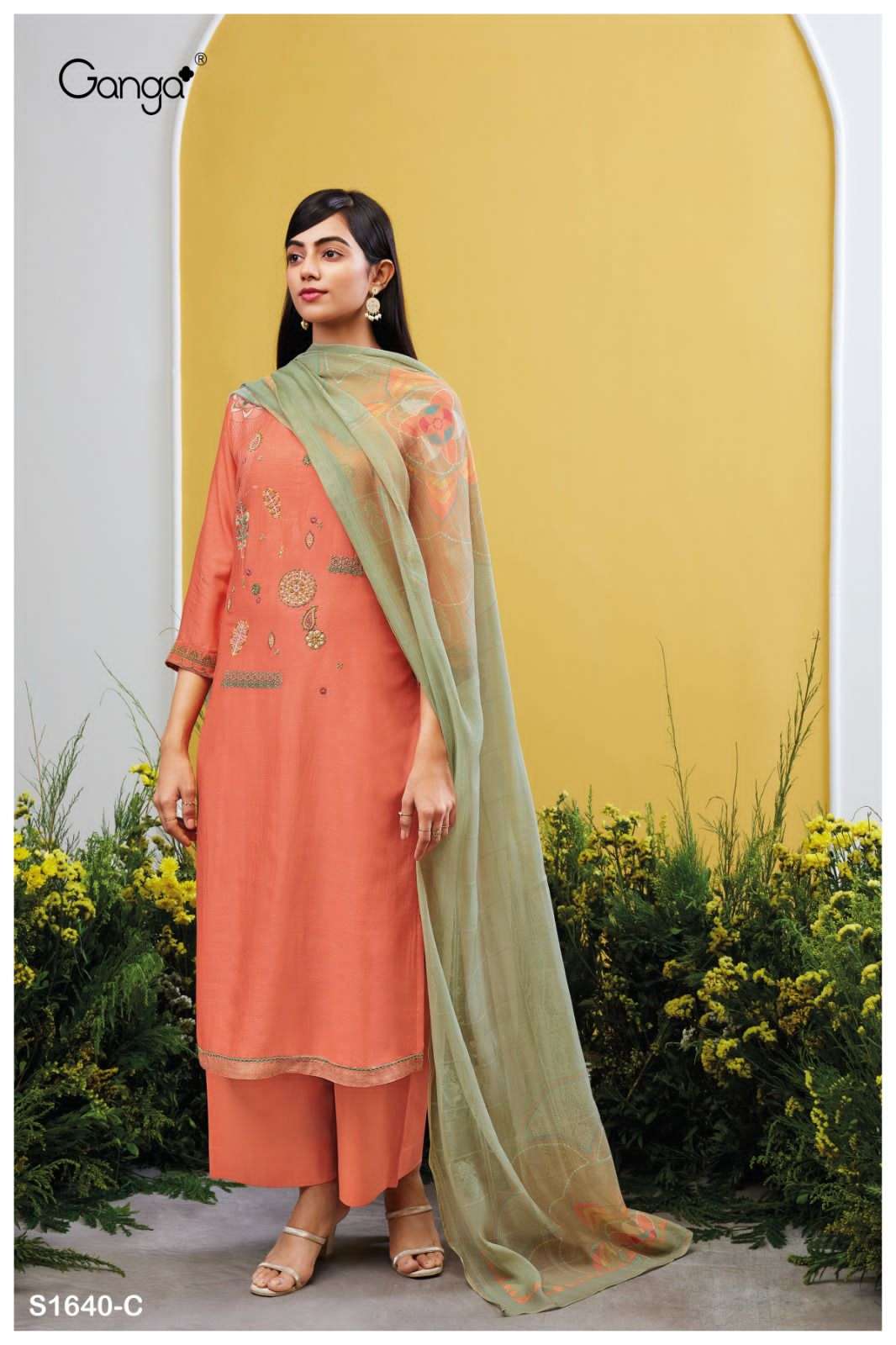 ganga adina 1640 series stylish designer salwar kameez catalogue manufacturer surat 