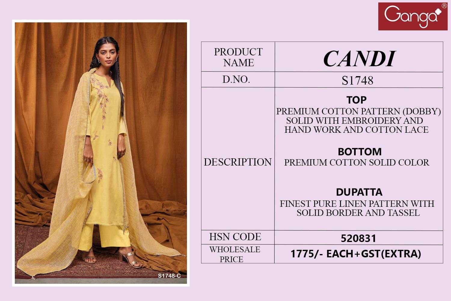 ganga candi 1748 series indian designer salwar kameez catalogue latest collection 2023 