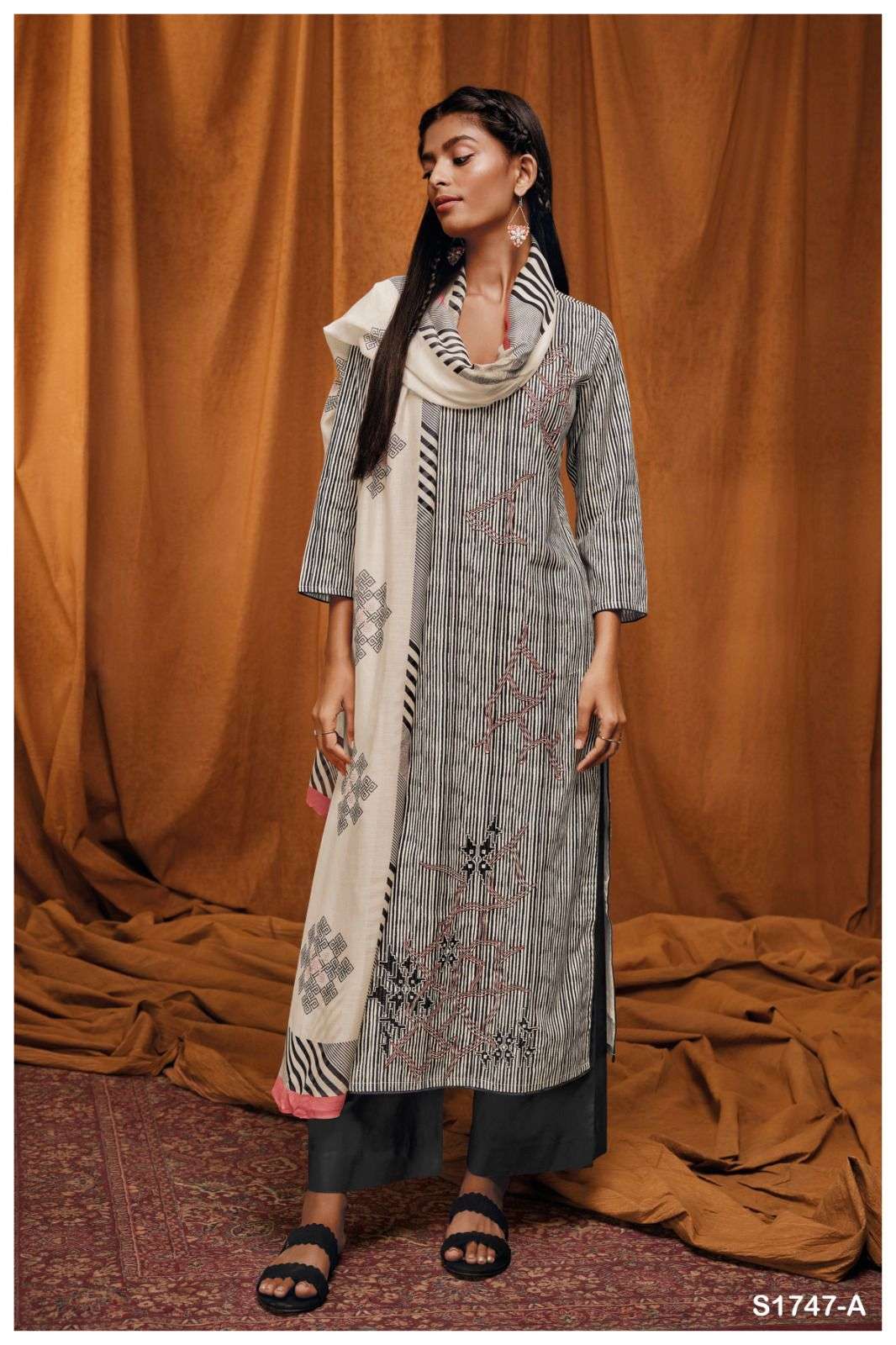 ganga ekani 1747 series premium cotton designer dress material catalogue manufacturer surat 