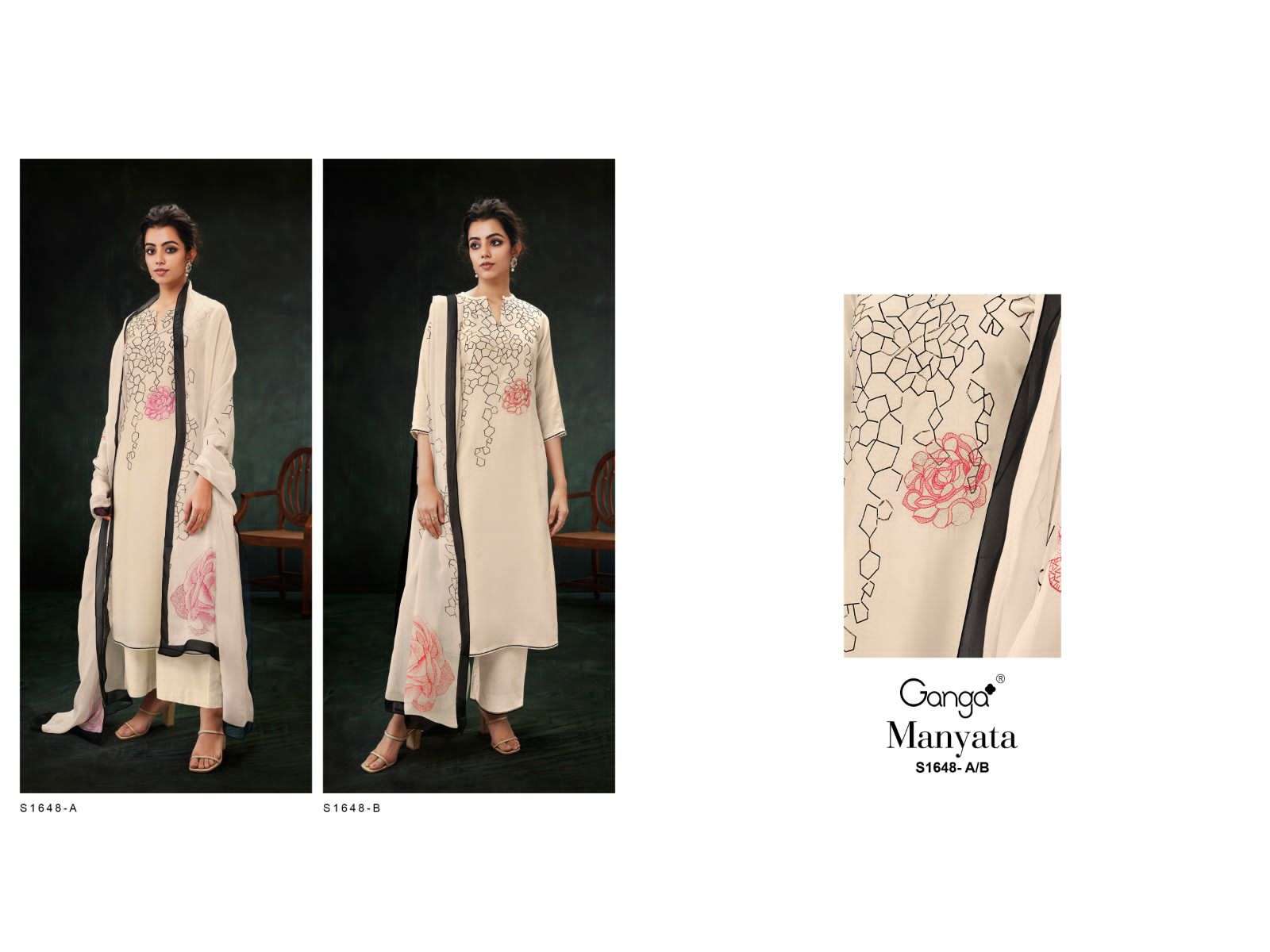 ganga manyata 1648 series exclusive designer top bottom with dupatta catalogue manufacturer surat