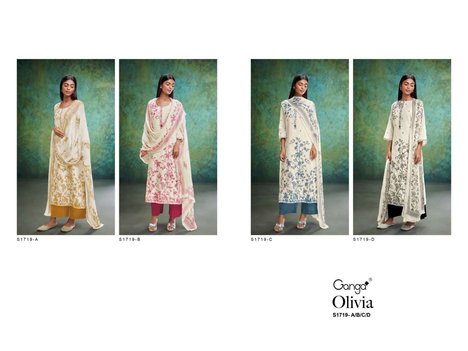 ganga olivia 1719 series stylish designer salwar kameez catalogue manufacturer in surat 