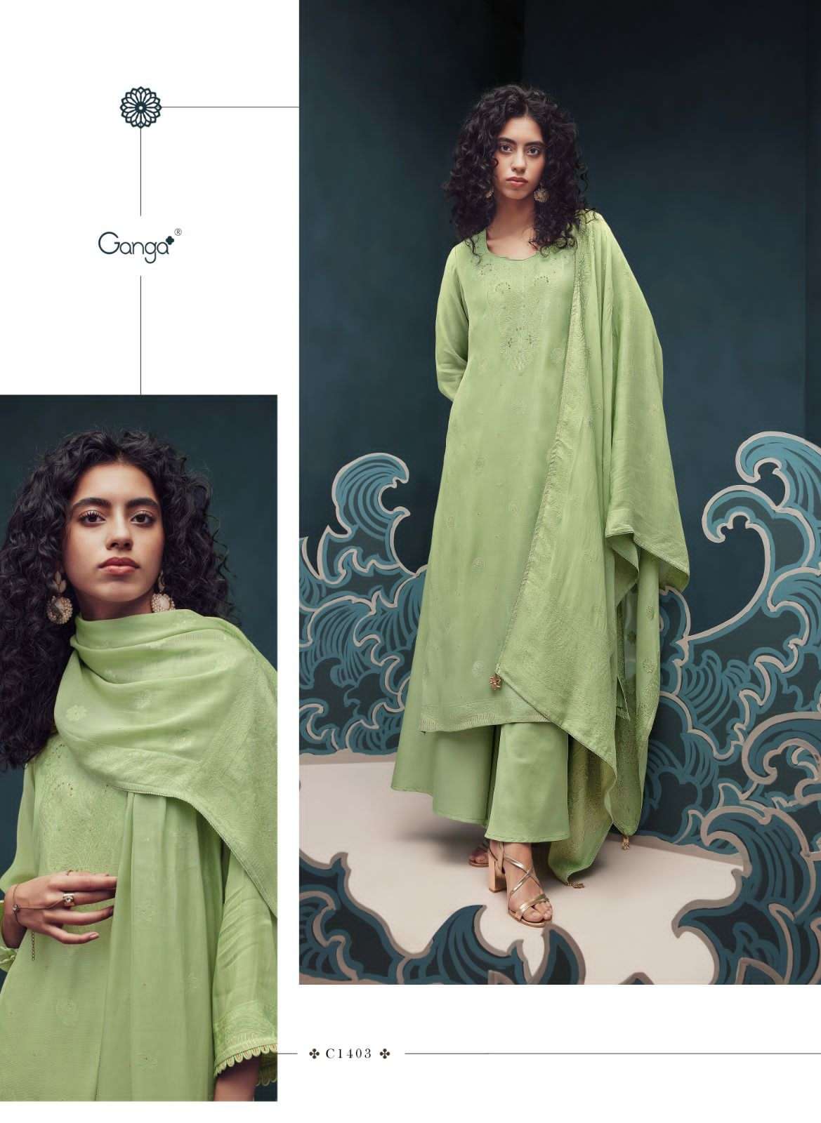 ganga orphic 1402-1407 series trendy designer salwar kameez catalogue design 2023 