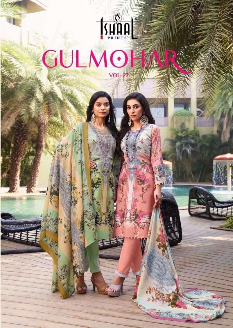 ishaal prints gulmohar vol-27 27001-27010 series pakistani salwar suits dress material latest catalogue in surat