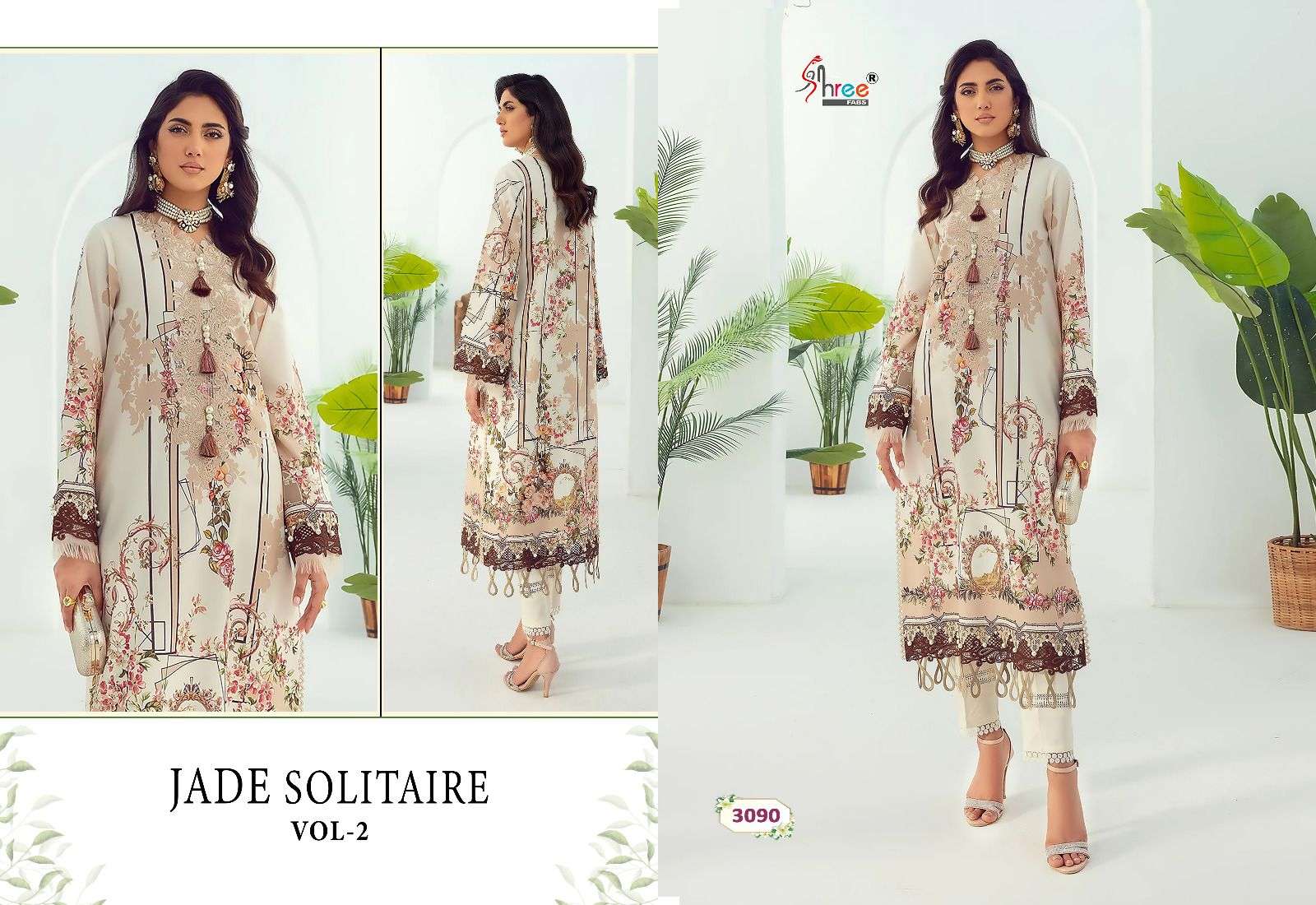 jade solitaire vol-2 by shree fabs 3087-3090 series pure cotton embroidered pakistani salwar kameez surat