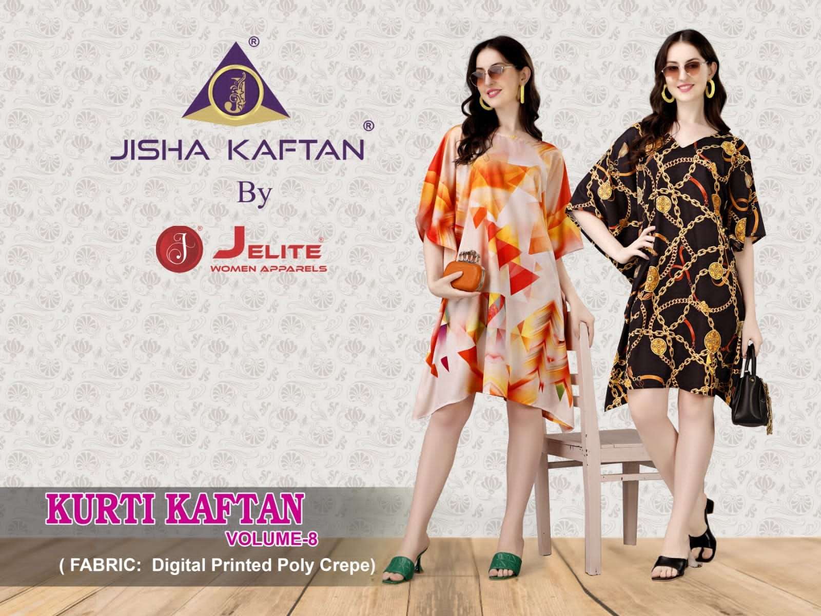 jisha kurti kaftan vol-8 157-164 series free size designer kaftan material catalogue collection 2023 