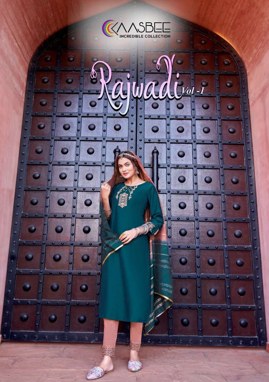 kaasbee rajwadi vol-1 1001-1006 series stylish designer kurtis catalogue online market surat