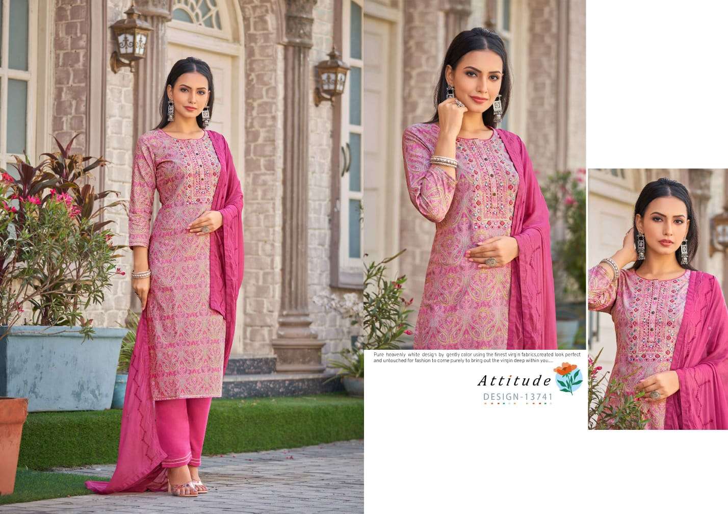 kalaroop zhansi 13740-13743 series fancy cotton printed with work readymade collection surat