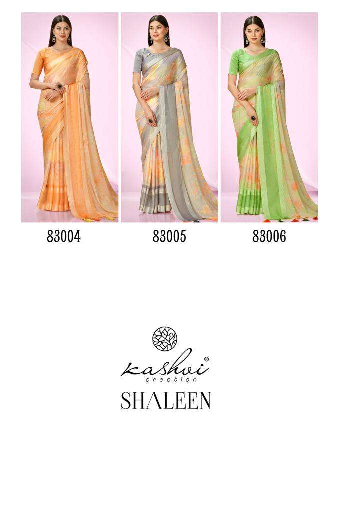kashvi creation shaleen 83001-83008 series exclusive designer latest saree catalogue online surat 