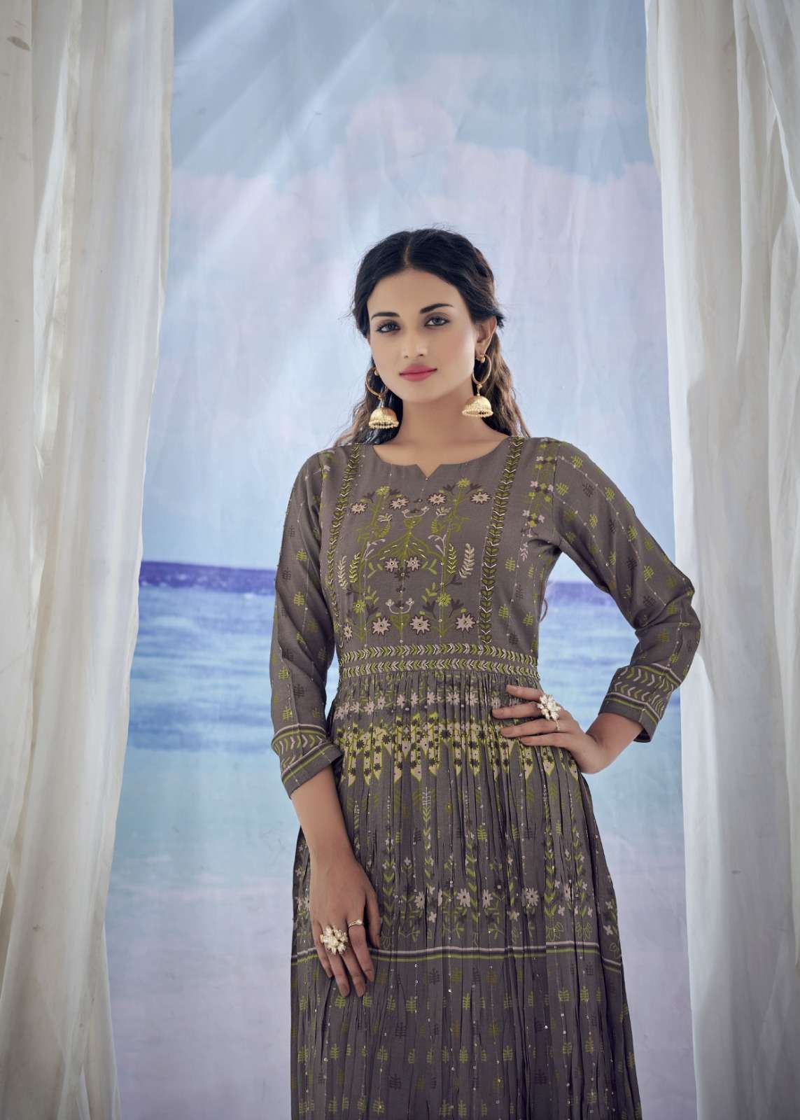 kig amoha exclusive party wear viscose muslin long kurti collection online wholesaler surat 
