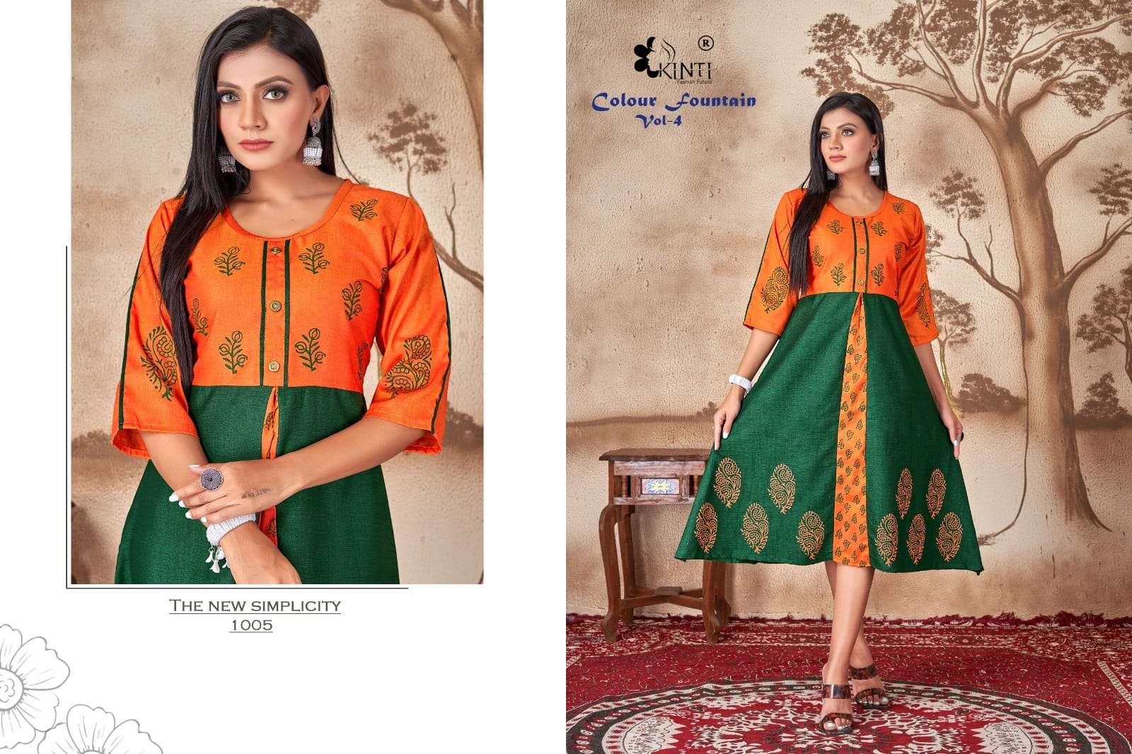 kinti fashion colour fountain vol-4 101-108 series stylish look designer kurtis catalogue online market surat 