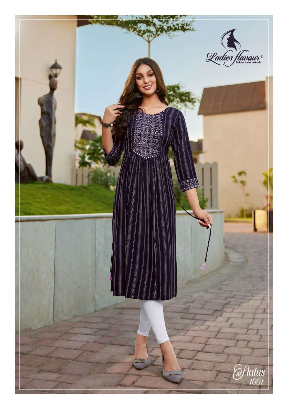 ladies flavour status 1001-1006 series nayra cut designer kurtis catalogue online collection surat 