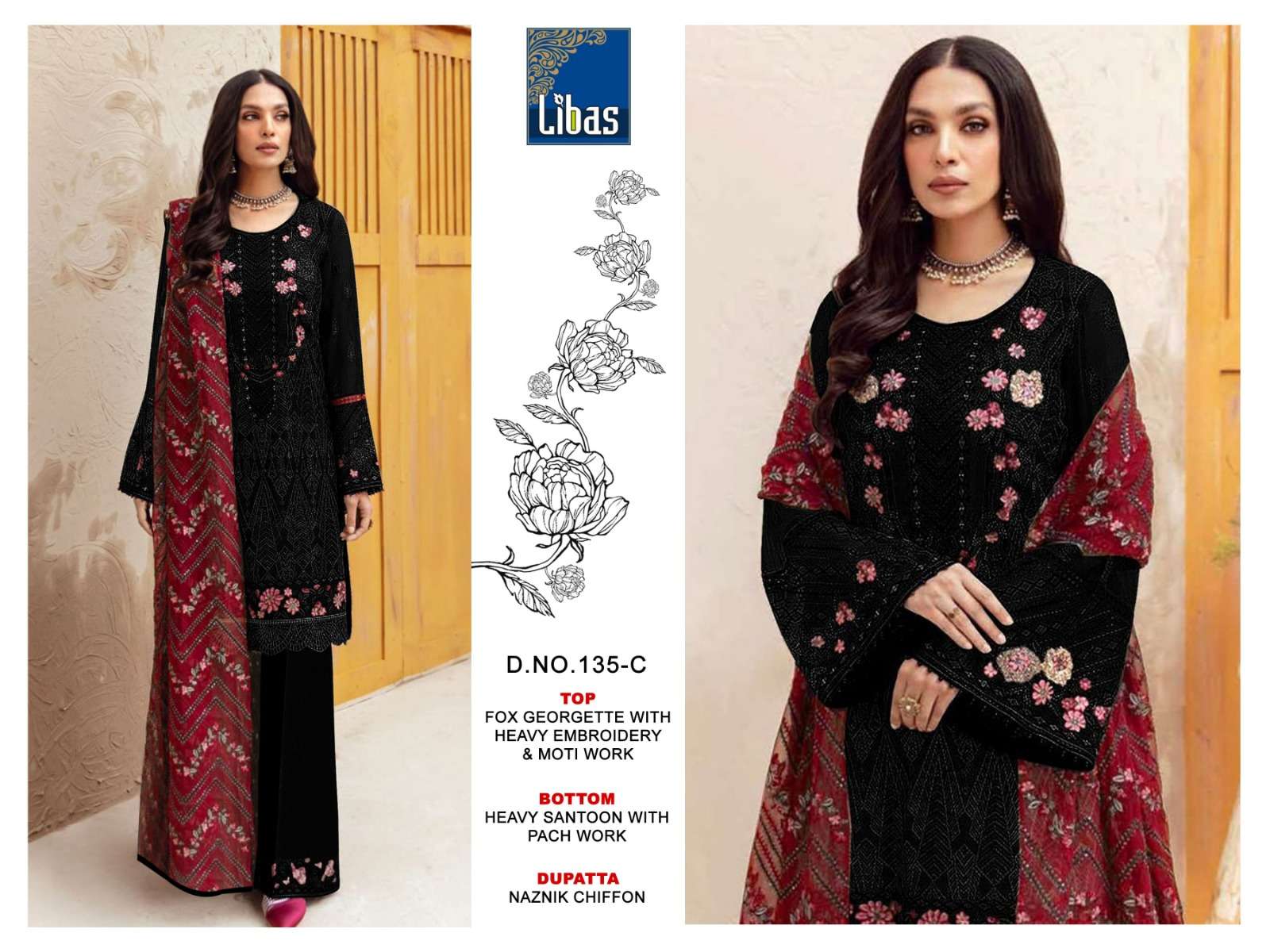 libas 135 series faux georgette designer pakistani salwar suits online market surat 