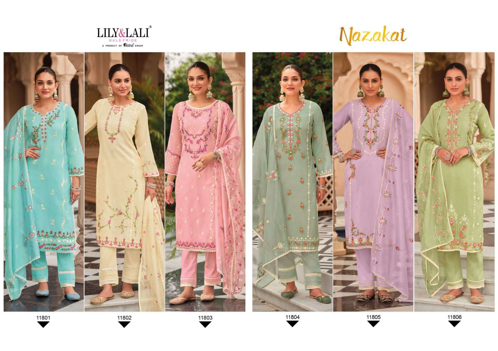 lily and lali nazakat 11801-11806 series trendy designer party wear kurtis catalogue manufacturer surat 