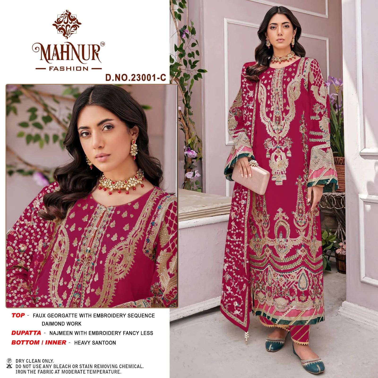 mahnur fashion mahnur vol-23 23001 series fancy designer georgette pakistani salwar suits latest collection surat 