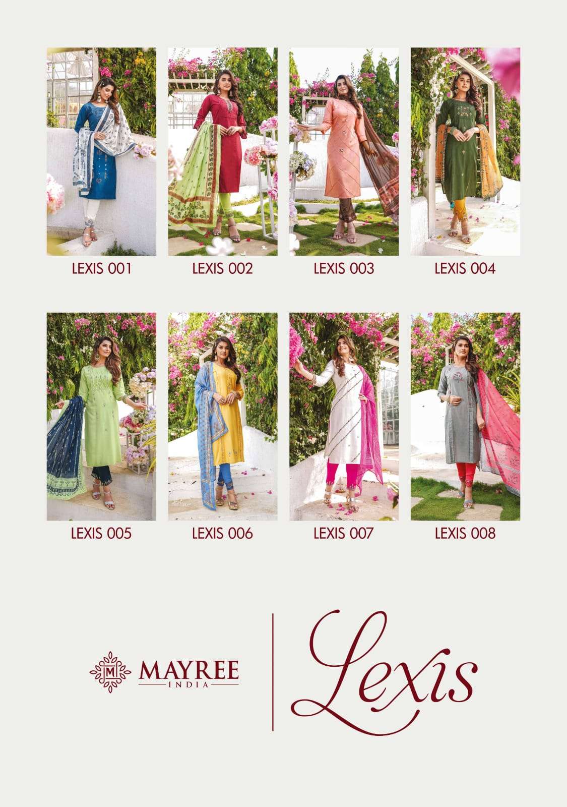 mayree lexis stylish designer top bottom with dupatta latest catalogue manufacturer surat 