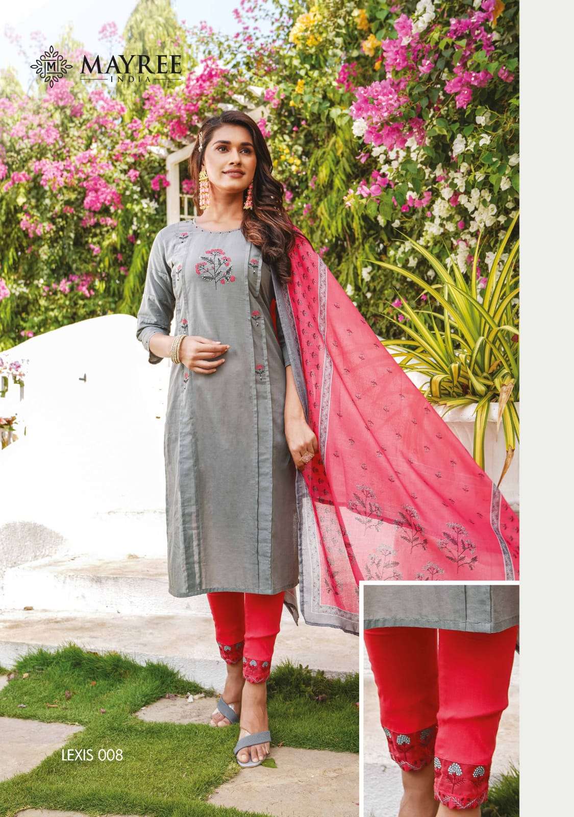 mayree lexis stylish designer top bottom with dupatta latest catalogue manufacturer surat 
